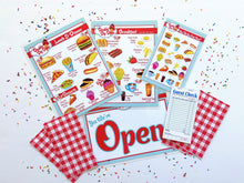 Load image into Gallery viewer, Pretend Play Retro Diner Set Red and Blue
