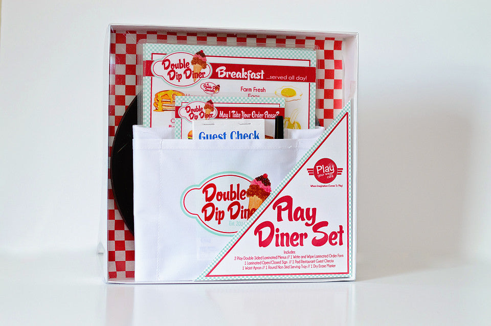 The Deluxe Pretend Play Restaurant Retro Diner Set-RED/BLUE